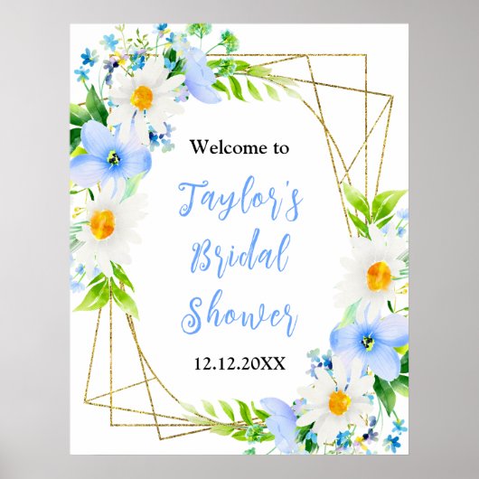 Forget-Me-Nots Daisies Bridal Shower Welcome Sign Poster (Voorkant)