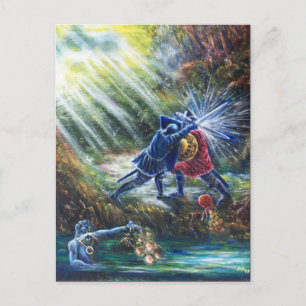 FORGOTTEN ROOS vecht tegen nachten, geld en duivel Briefkaart