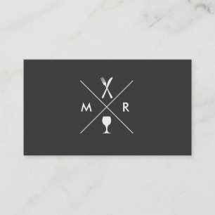 FORK EN KNIFE LOGO-MONOGRAM OP DK GRAY VISITEKAARTJE