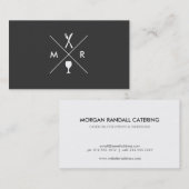 FORK EN KNIFE LOGO-MONOGRAM OP DK GRAY VISITEKAARTJE (Voorkant / Achterkant)