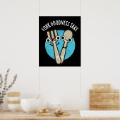Fork Goodness Sake Funny Utensil Pun Dark BG Poster (Keuken)
