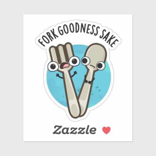 Fork Goodness Sake Grappig Utensil Pun Sticker (Vel)