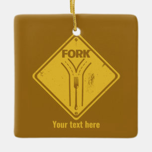 Fork in de weg grappig verkeersbord keramisch ornament