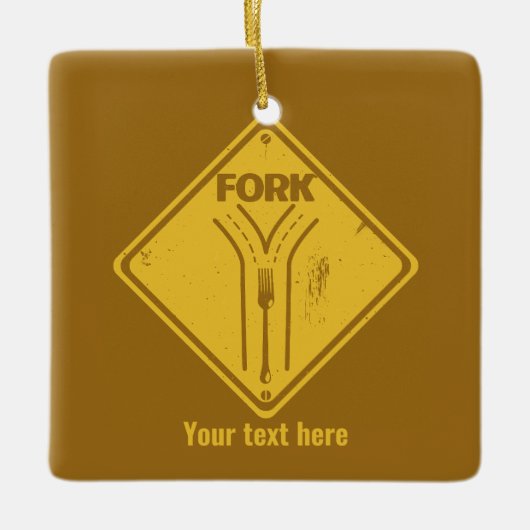 Fork in de weg grappig verkeersbord keramisch ornament (Voorkant)