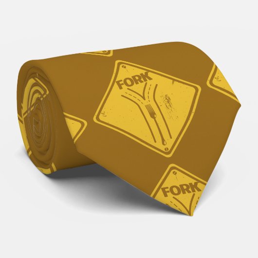 Fork in de weg grappig verkeersbord stropdas (Opgerold)