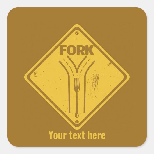 Fork in de weg grappig verkeersbord vierkante sticker (Voorkant)