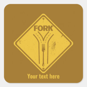 Fork in de weg grappig verkeersbord vierkante sticker