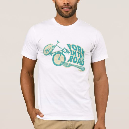 Fork in de weg Grappige fiets T-shirt (Voorkant)