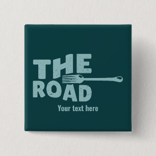 Fork in de weg typografie vierkante button 5,1 cm