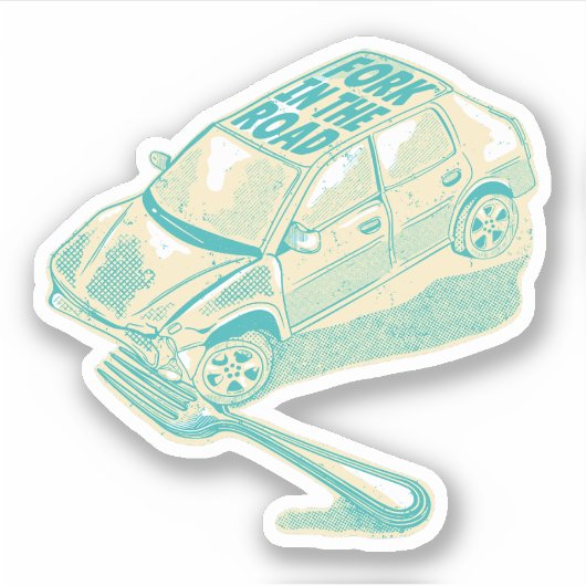 Fork in het verkeersongeval sticker (Voorkant)