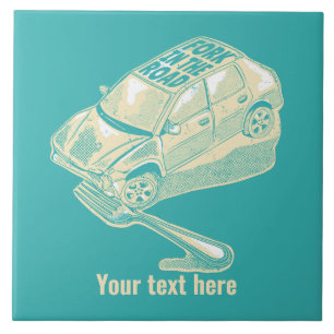 Fork in het verkeersongeval tegeltje