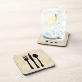 Fork Knife en Spoon Silverware Art Script Style Bier Onderzetter (Rechterzijde)
