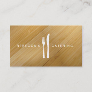 FORK & KNIFE LOGO op BAMBOE WOOD Visitekaartje