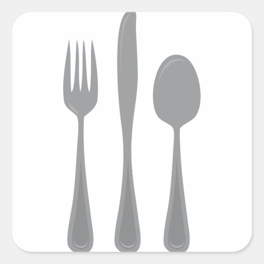 Fork Knife Spoon Vierkante Sticker (Voorkant)