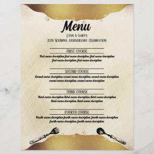 fork lepel faux gouden gebeurtenis cateringmenu