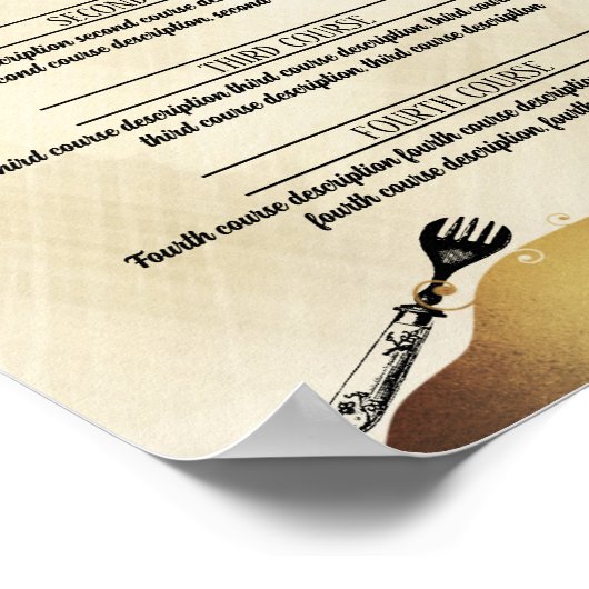 fork lepel faux gouden gebeurtenis cateringmenu poster (Hoek)