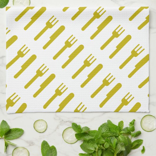 Fork Over Knife Patroon Theedoek (Gevouwen)