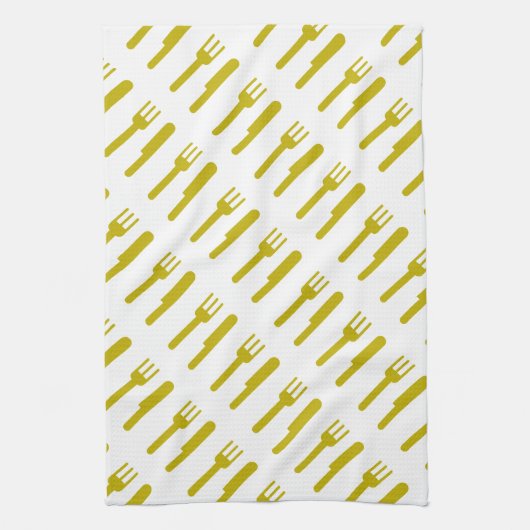 Fork Over Knife Patroon Theedoek (Verticaal)