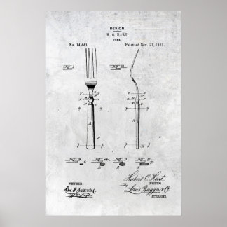 Fork Patent Print 1883 Poster