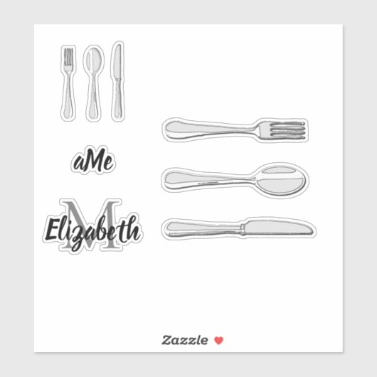 Fork, Spoon en Knife Sticker (Vel)
