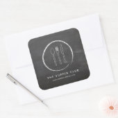 FORK SPOON KNIFE CHALKBOARD LOGO VIERKANTE STICKER (Envelop)