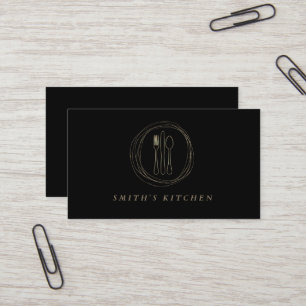 Fork Spoon Knife Logo Keuken voor Bakkerij, Cateri Visitekaartje