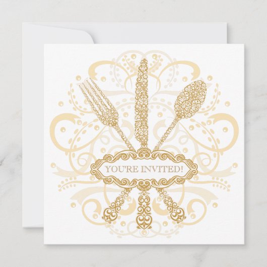 Fork Spoon Knife Rehearsal Diner Uitnodiging (Voorkant)