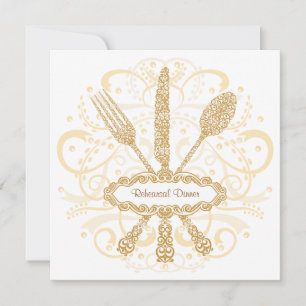 Fork Spoon Knife Rehearsal Diner Uitnodiging