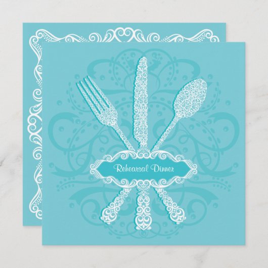 Fork Spoon Knife Rehearsal Diner Uitnodiging (Voorkant / Achterkant)