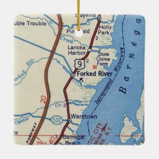 Forked River NJ Map Keramisch Ornament (Achterkant)