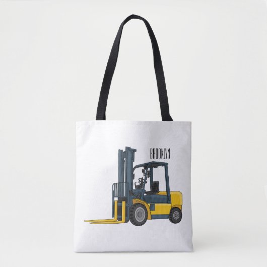 Forklift cartoon illustration draagtas (Voorkant)