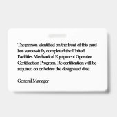 Forklift Company Employee 2 Badge (Achterkant)