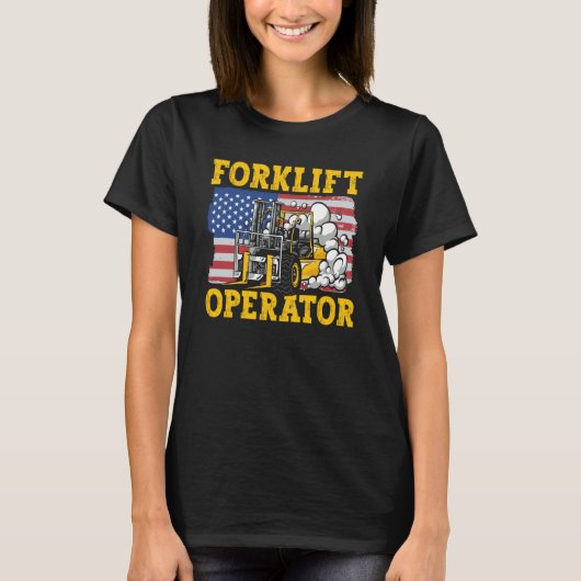 Forklift Operator US Flag T-shirt (Voorkant)