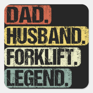 Forklift Truck Driver Dad Legend Funny Vintage Vierkante Sticker