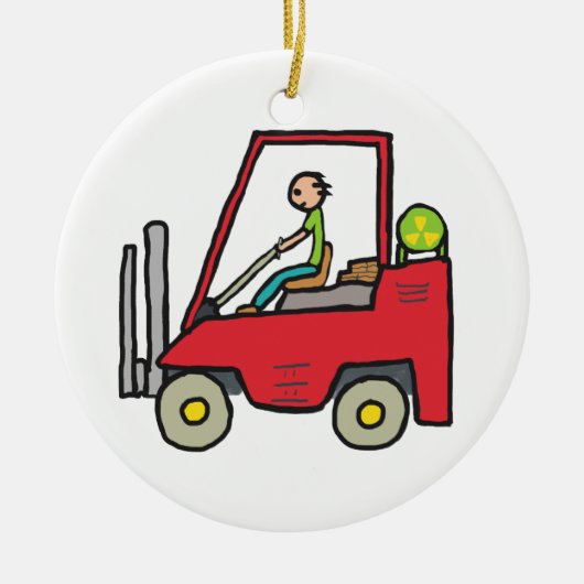 Forklift Truck Keramisch Ornament (Voorkant)