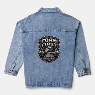 Form First Metallic Gym Embleem Badge Illustratie Denim Jacket