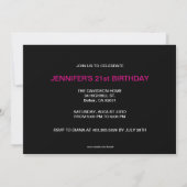Formal Black 21e anniversaire Invitation (Dos)