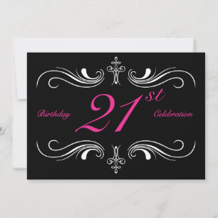Formal Black 21e anniversaire Invitation