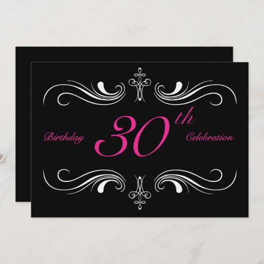 Formal Black 30e anniversaire Invitations (Devant / Derrière)