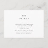 Formal Black and White Wedding Details Informatiekaartje (Voorkant)