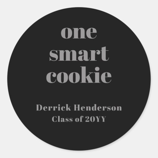 Formal Black Grey One Smart Cookie Ronde Sticker (Voorkant)