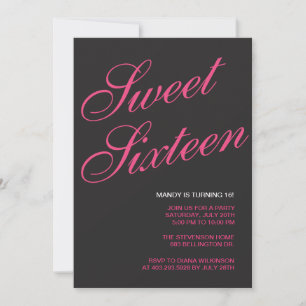 Formal Black Sweet 16 Invitations
