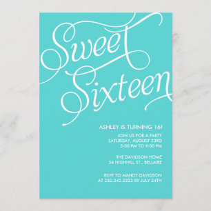 Formal Blue Sweet 16 Invitations