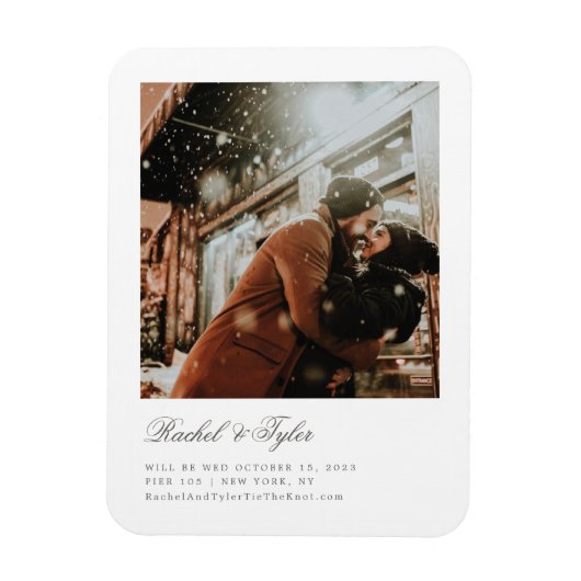 Formal Caption Wedding Engagement Save the Date Magneet (Verticaal)