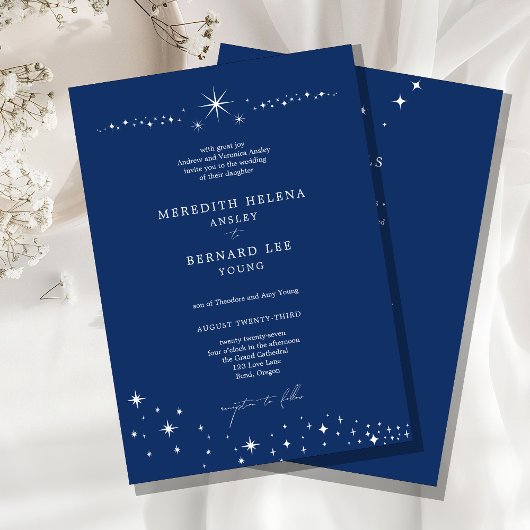 Formal Celestial Elegant Blue Wedding Details and Kaart