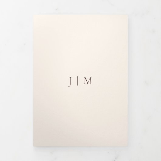 Formal Chocolate Brown Modern Wedding Drieluik Kaart (Cover)