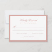 Formal Dusty Rose Border Monogram Script Wedding RSVP Kaartje (Voorkant)