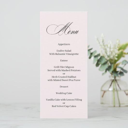 Formal Elegant Calligraphy Menu (Staand voorkant)