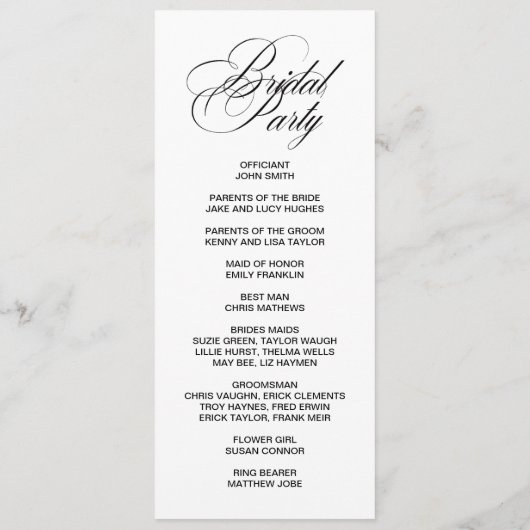 Formal Elegant double côté carte de programme (Dos)