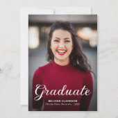 Formal Elegant Script Photo Graduation Invitation (Devant)